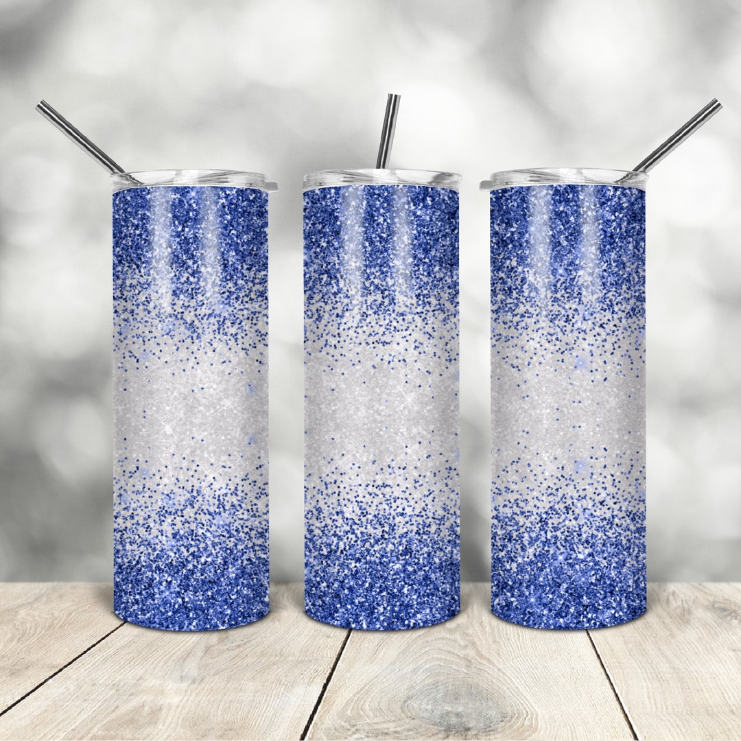 20 Oz Skinny Tumbler Blue Glitter Wrap Tapered Straight Template ...