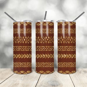 20 Oz skinny tumbler leather aztec gold wrap tapered straight template digital download sublimation graphics  instant download  sublimation