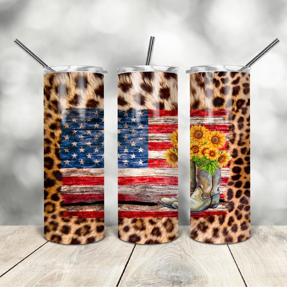20 Oz skinny tumbler leopard usa boots wrap tapered straight template digital download sublimation graphics  instant download  sublimation