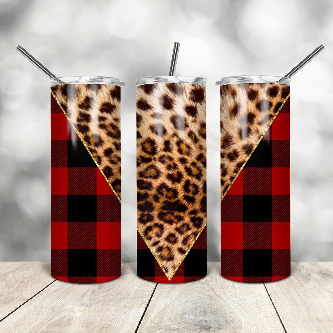 20 Oz Skinny Tumbler Plaid Leopard Wrap Tapered Straight Template ...