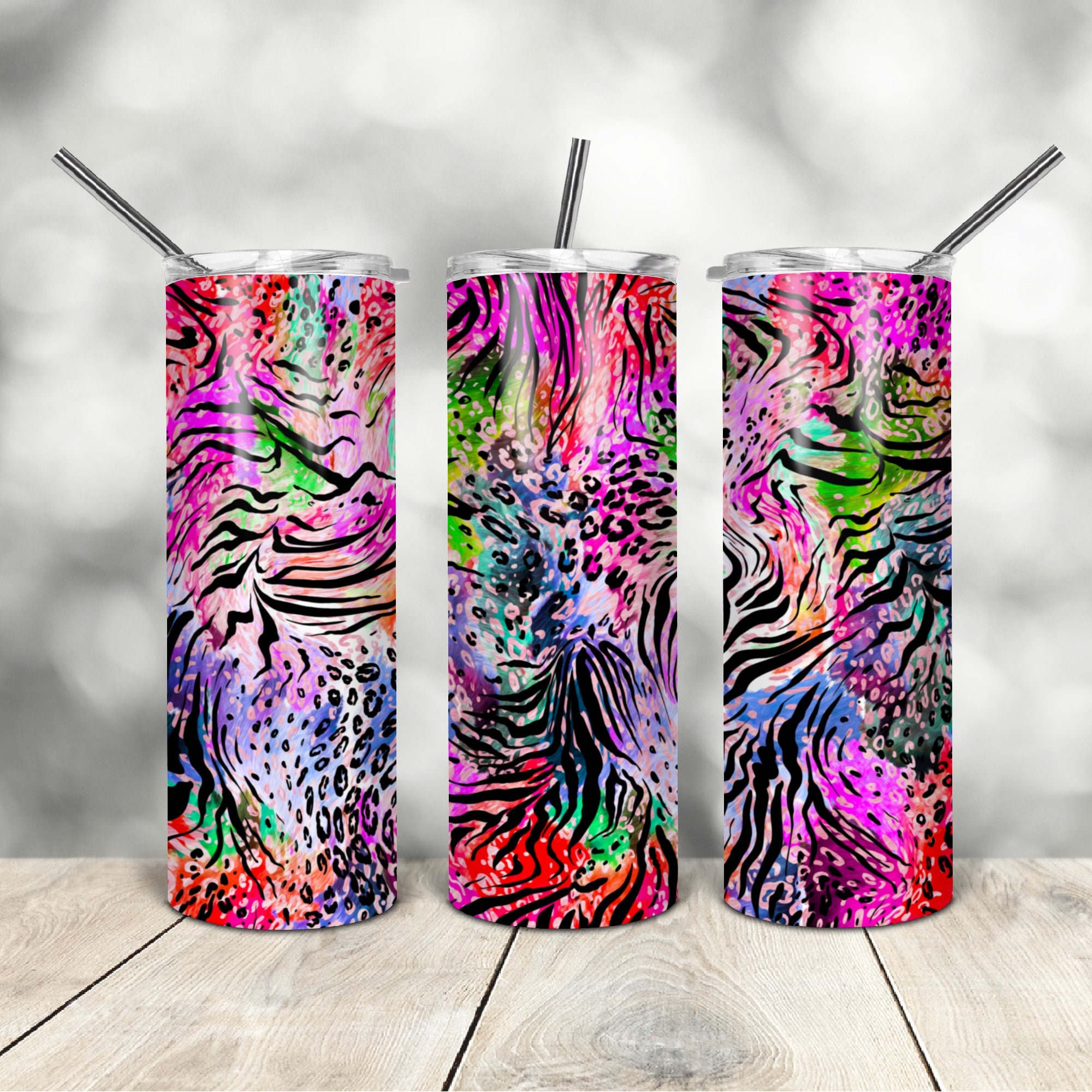 20 Oz Skinny Tumbler Leopard Zebra Wrap Tapered Straight Template ...