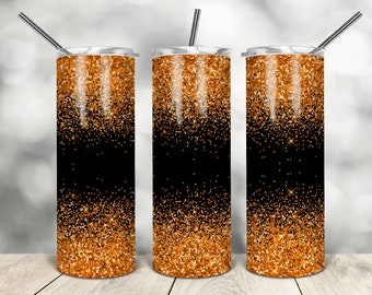 20 Oz flaco vaso negro naranja brillo cónico plantilla recta descarga digital sublimación gráficos descarga instantánea sublimación png