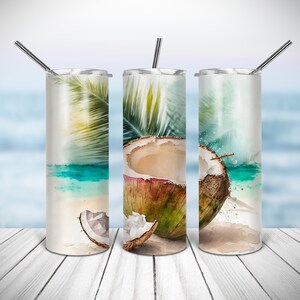 20 Oz skinny tumbler coconut beach wrap tapered straight template digital download sublimation graphics instant download sublimation png