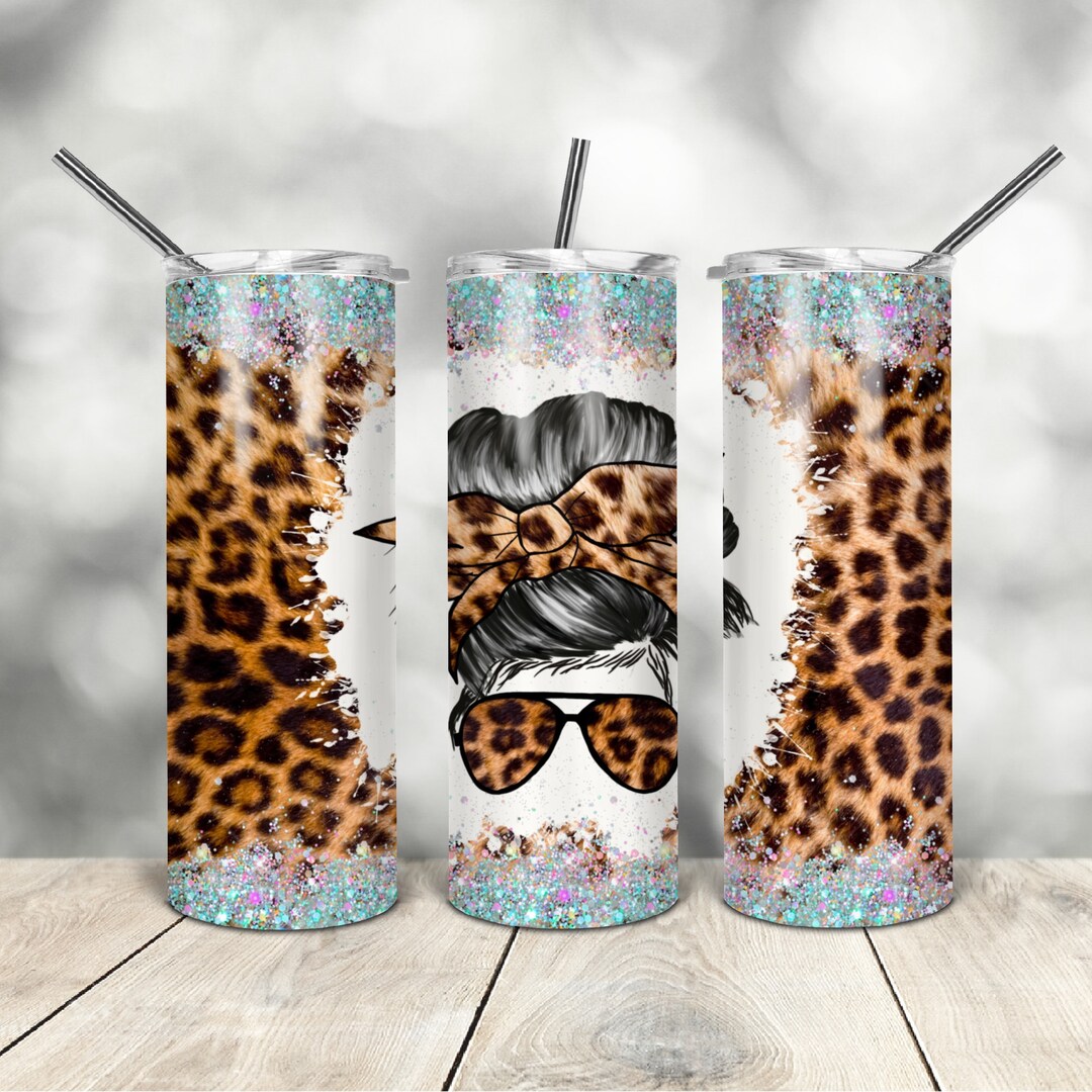 20 Oz Skinny Tumbler Leopard Glitter Mom Wrap Tapered Straight Template ...