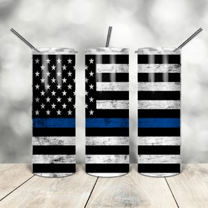 20 Oz skinny tumbler usa police flag wrap tapered straight template digital download sublimation graphics instant download sublimation