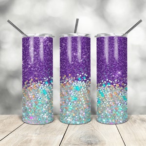 20 Oz skinny tumbler purple glitter wrap tapered straight template digital download sublimation graphics  instant download  sublimation