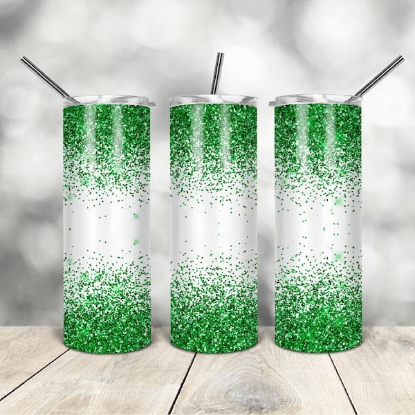 20 Oz skinny tumbler green glitter  wrap tapered straight template digital download sublimation graphics  instant download  sublimation