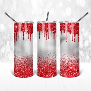20 Oz skinny tumbler red glitter drip wrap tapered straight template digital download sublimation graphics  instant download  sublimation