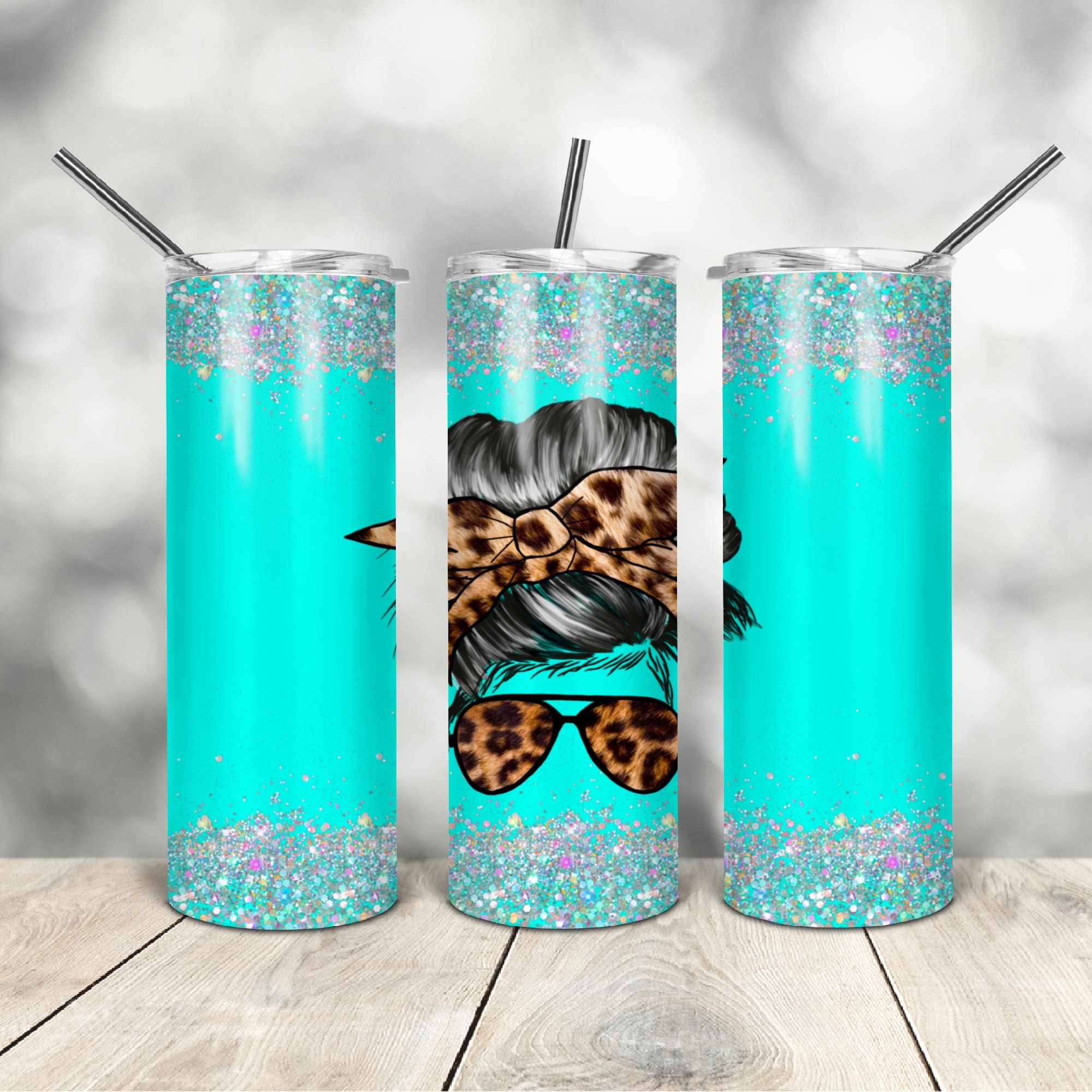 20 Oz Skinny Tumbler Leopard Glitter Mom Wrap Tapered Straight Template ...