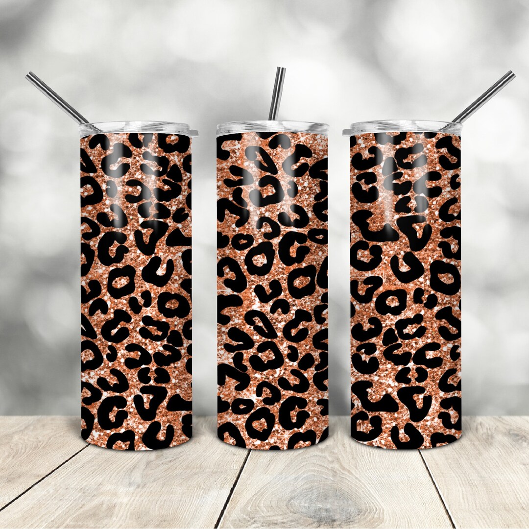 20 Oz Skinny Tumbler Leopard Glitter Wrap Tapered Straight Template ...