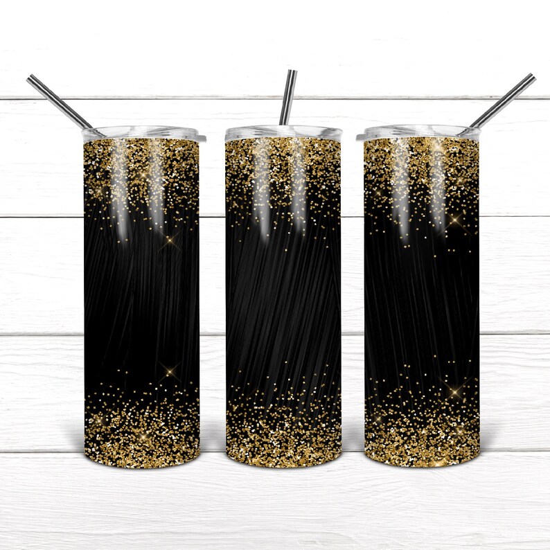 Download 20 Oz skinny tumbler black glitter wrap tapered straight ...