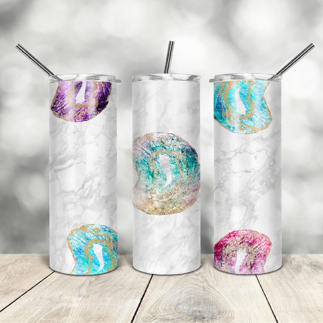 20 Oz Skinny Tumbler Geode Marble Stone Wrap Tapered Straight Template ...