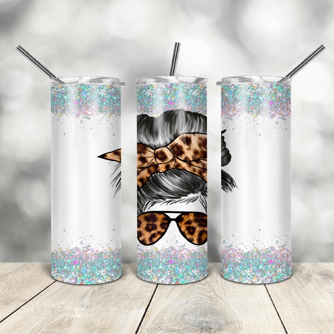 20 Oz Skinny Tumbler Leopard Glitter Mom Wrap Tapered Straight Template ...