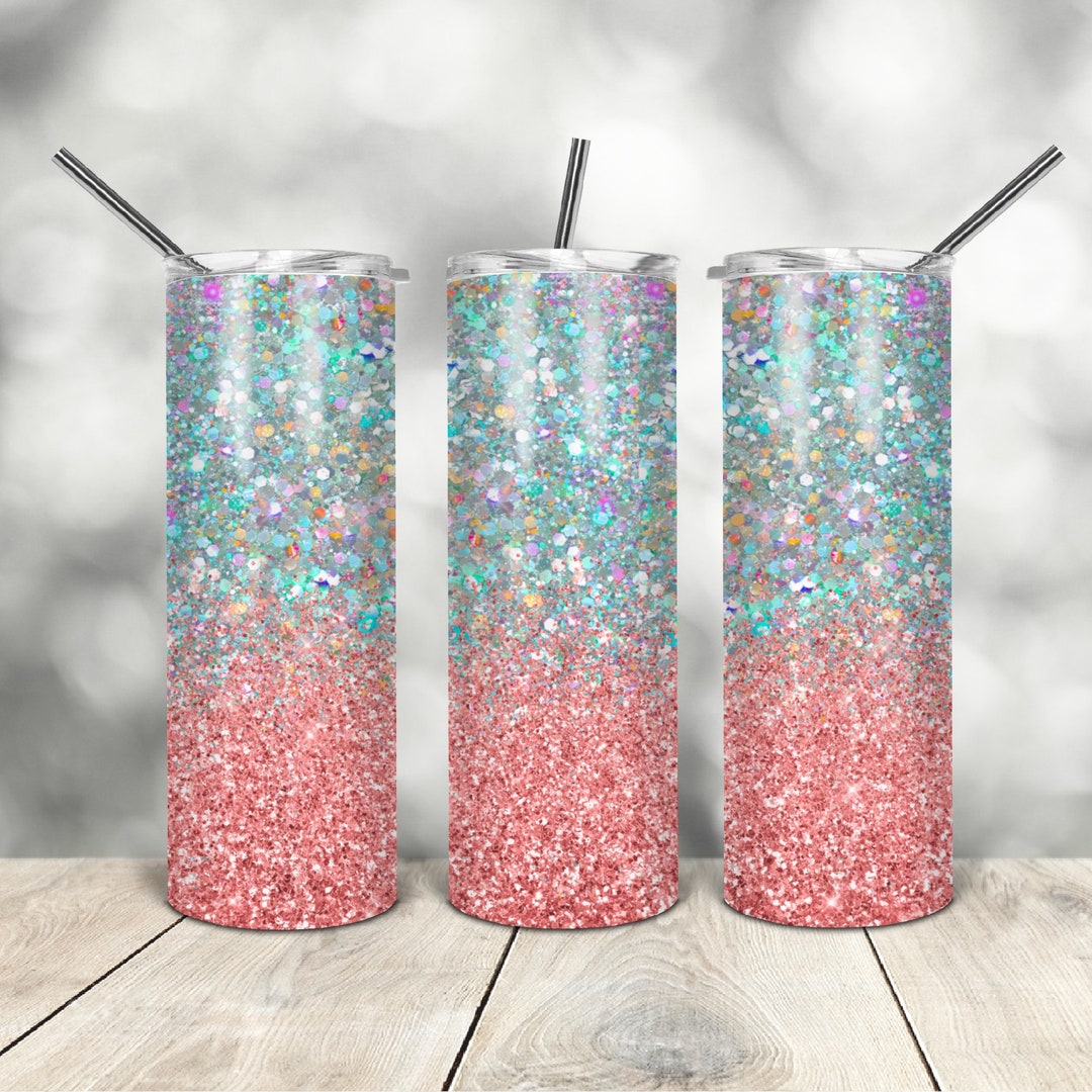 20 Oz Skinny Tumbler Pink Glitter Wrap Tapered Straight Template ...