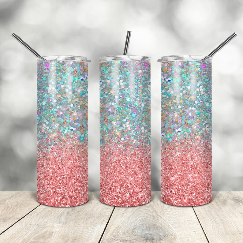 20 Oz Skinny Tumbler Pink Glitter Wrap Tapered Straight Template ...