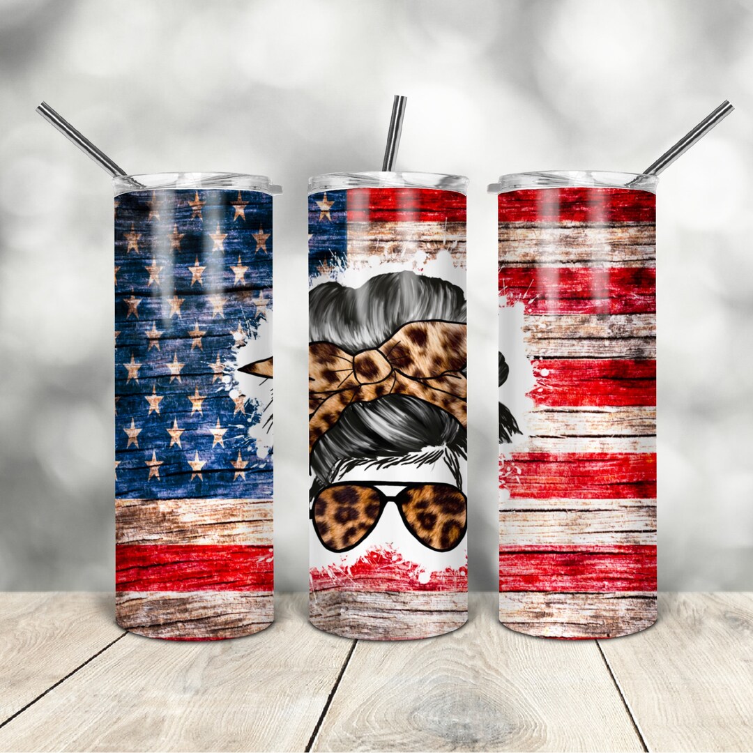 20 Oz Skinny Tumbler Usa Leopard Mom Wrap Tapered Straight Template ...