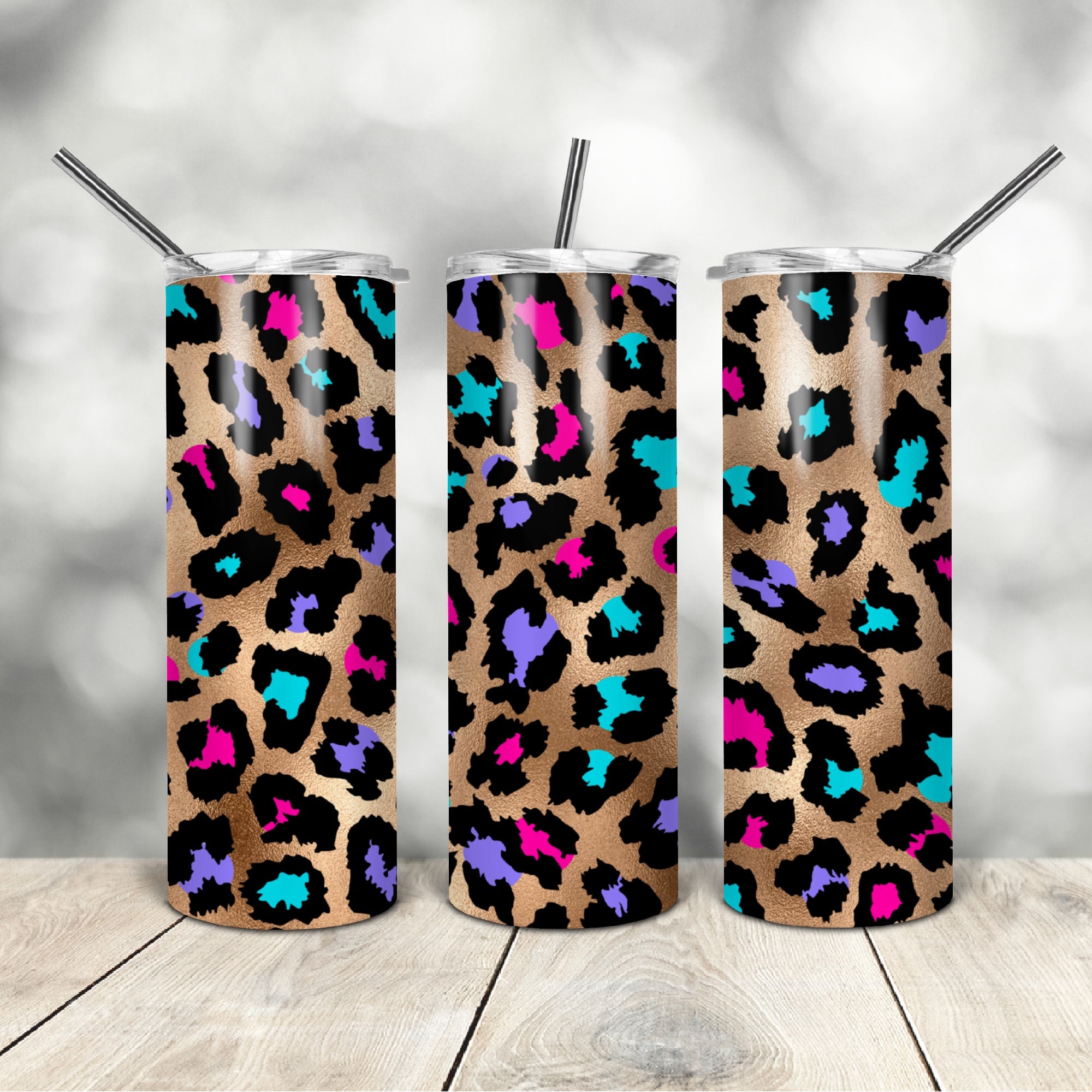 20 Oz Skinny Tumbler Knitted Leopard Wrap Tapered Straight Template ...