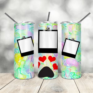 20 Oz skinny tumbler photo dog paw wrap tapered straight template digital download sublimation graphics  instant download  sublimation