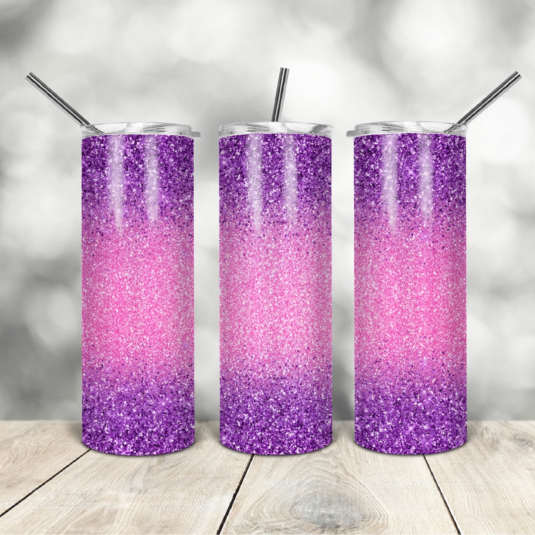 20 Oz Skinny Tumbler Pink Glitter Ombre Wrap Tapered Straight Template ...