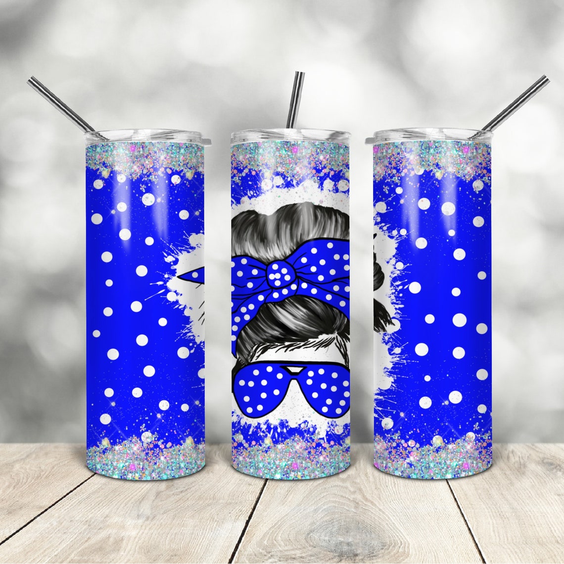 20 Oz Skinny Tumbler Blue Dots Mom Wrap Tapered Straight Template ...