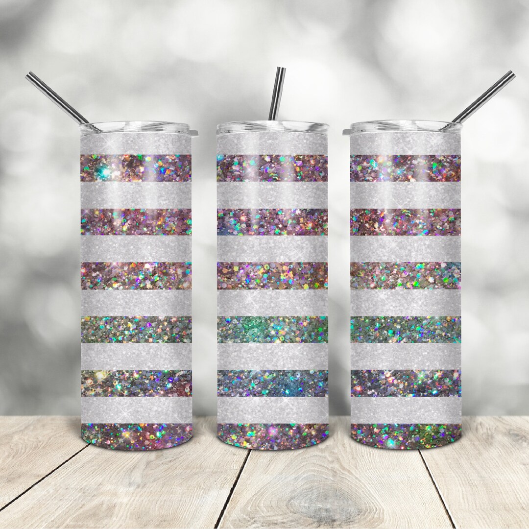 20 Oz Skinny Tumbler Glitter Stripes Wrap Tapered Straight Template ...