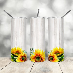 20 Oz skinny tumbler wood sunflower wrap tapered straight template digital download sublimation graphics instant download sublimation