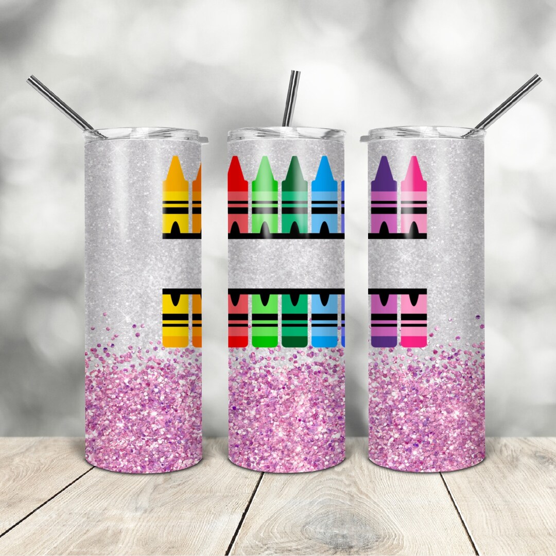 20 Oz Skinny Tumbler Pink Glitter Teacher Wrap Tapered Straight ...