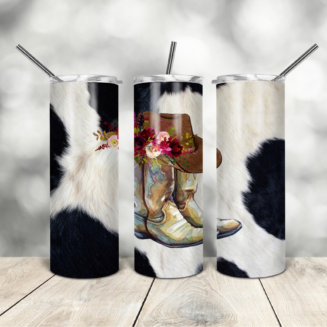 20 Oz Skinny Tumbler Western Cowhide Wrap Tapered Straight Template ...