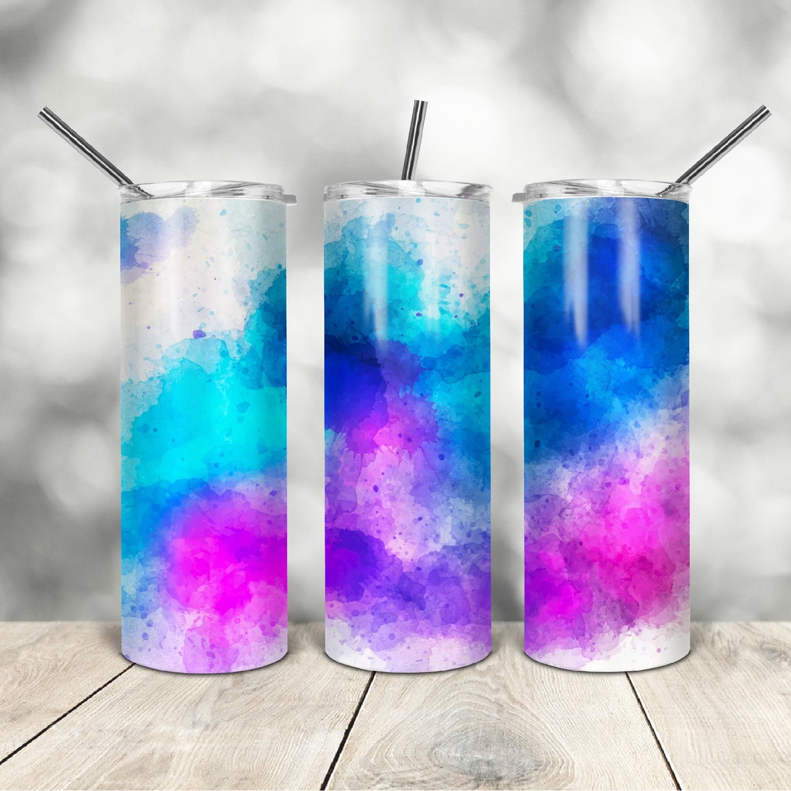20 Oz Skinny Tumbler Blue Pink Texture Wrap Tapered Straight Template ...