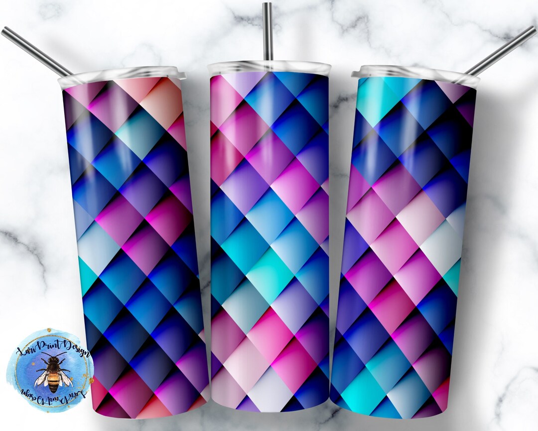 20 Oz Skinny Tumbler Geometric Pattern Wrap Tapered Straight Template ...