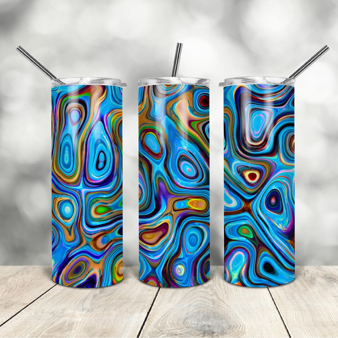 20 Oz Skinny Tumbler Blue Marble Wrap Tapered Straight Template Digital ...