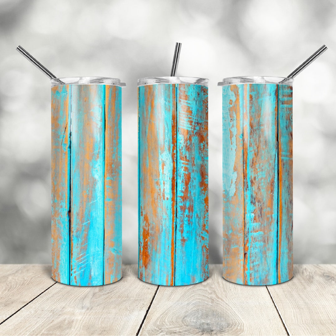20 Oz Skinny Tumbler Blue Wood Rustic Wrap Tapered Straight Template ...