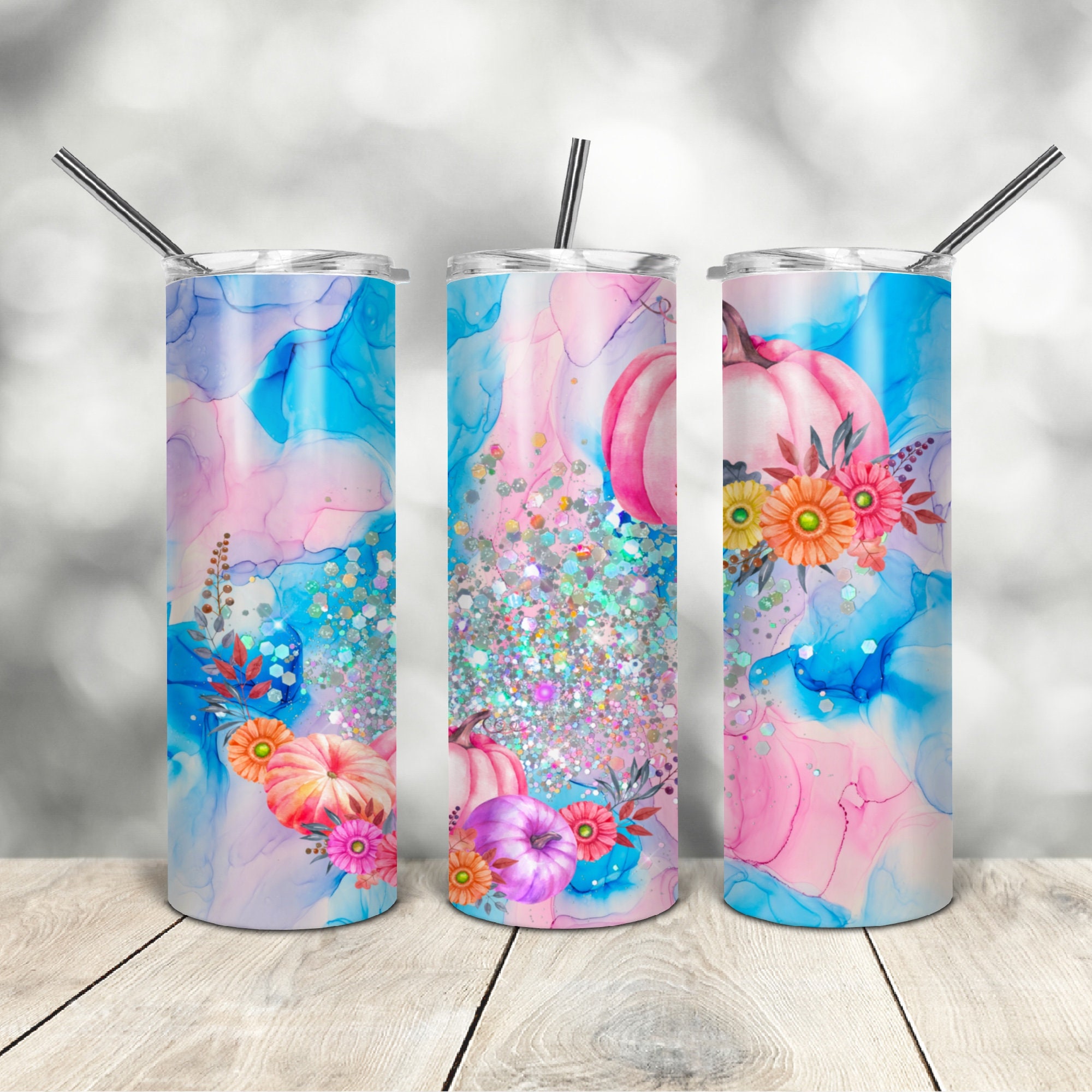 20 Oz Skinny Tumbler Alcohol Ink Pink Wrap Tapered Straight Template ...