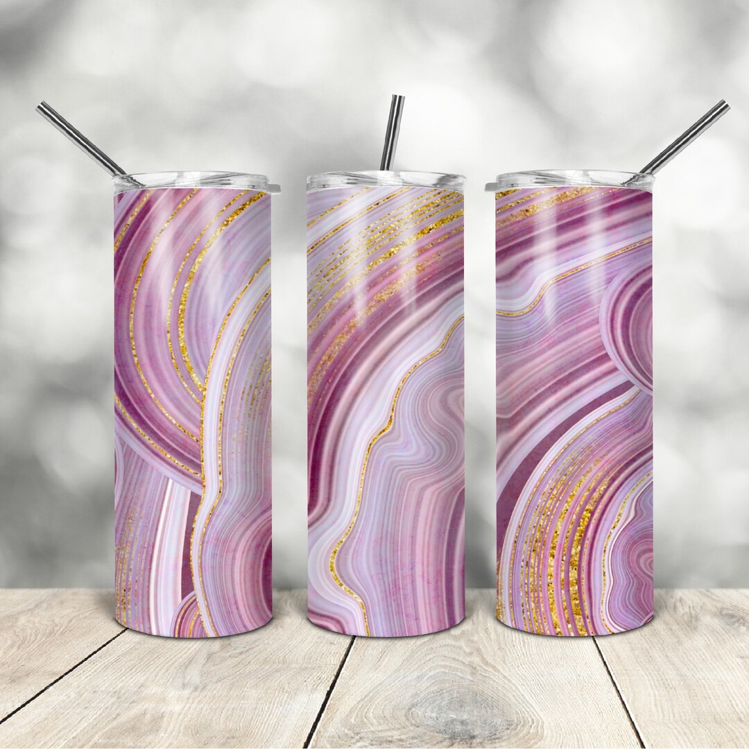 20 Oz Skinny Tumbler Agate Stone Marble Wrap Tapered Straight Template ...