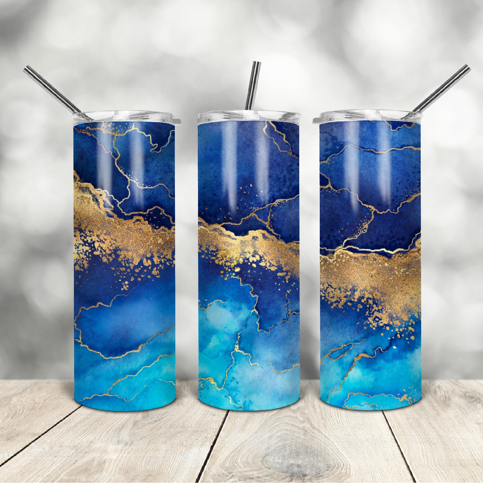 20 Oz Skinny Tumbler Blue Marble Wrap Tapered Straight Template Digital ...