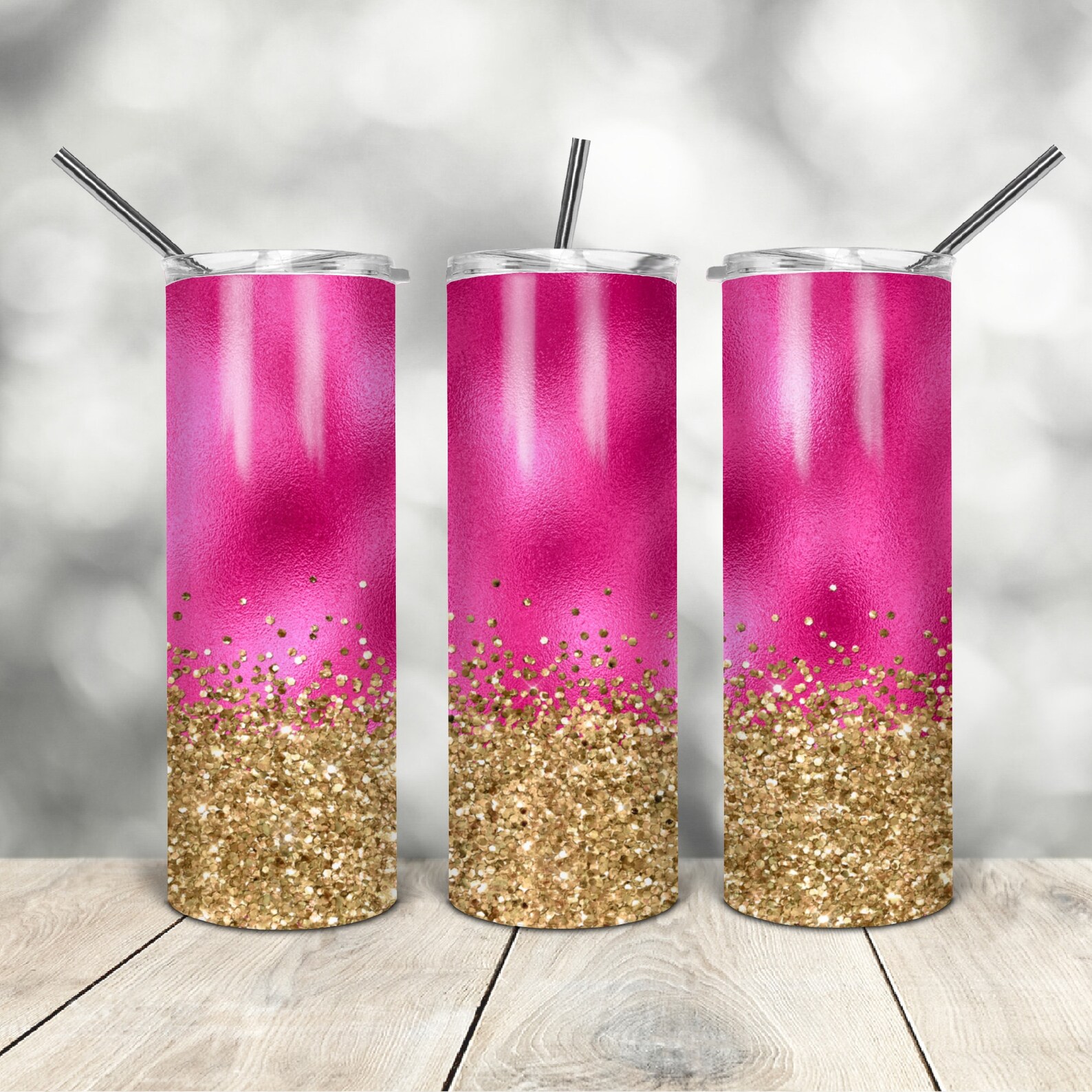 20 Oz Skinny Tumbler Pink Gold Glitter Wrap Tapered Straight Template ...