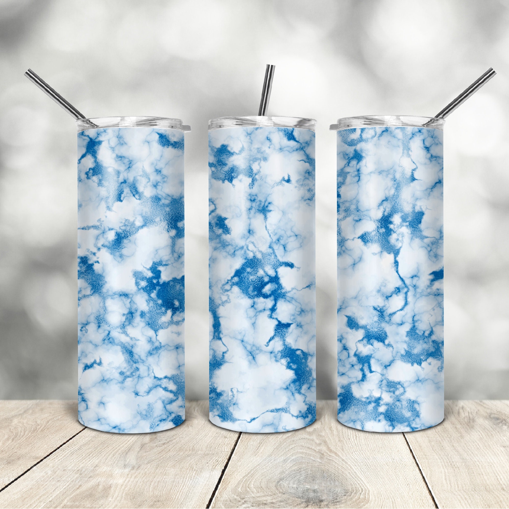 20 Oz Skinny Tumbler Blue Marble Wrap Tapered Straight Template Digital ...