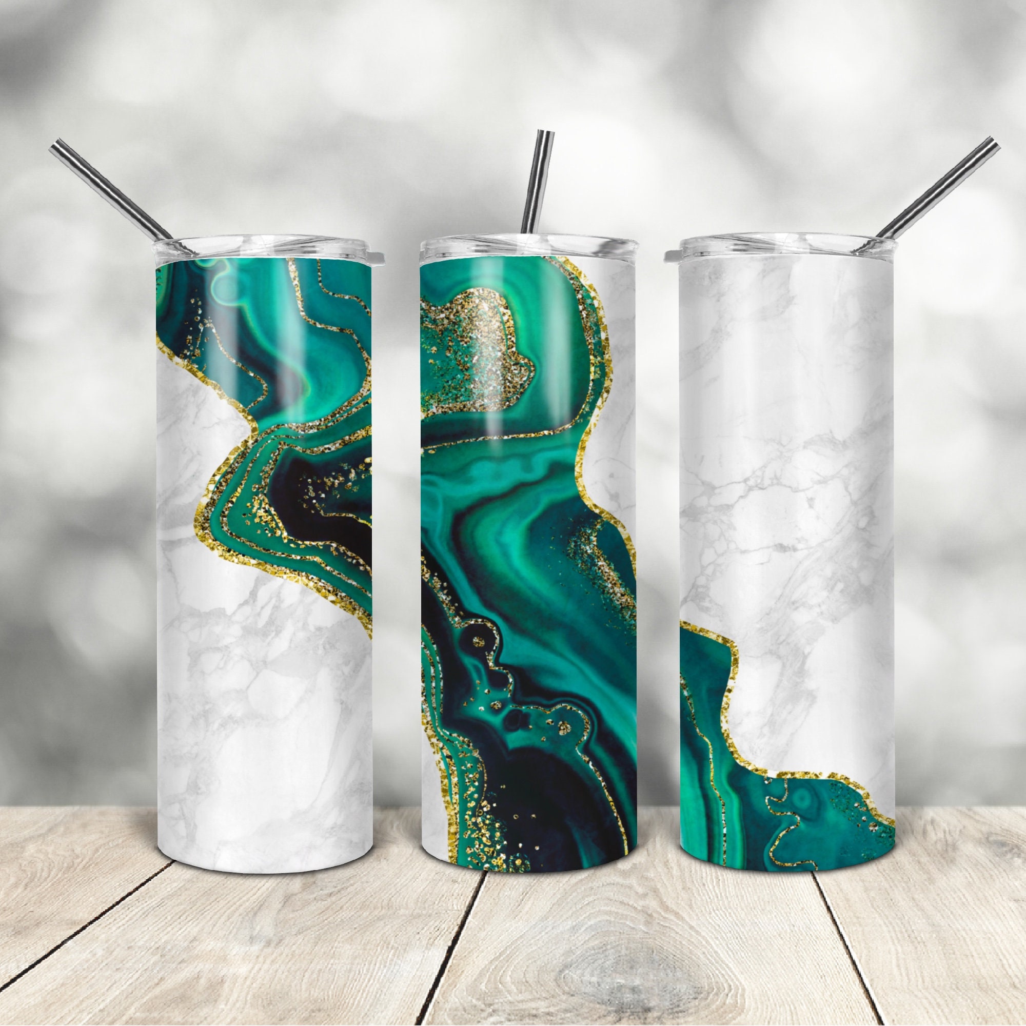 20 Oz Skinny Tumbler Agate Stone Marble Wrap Tapered Straight Template ...