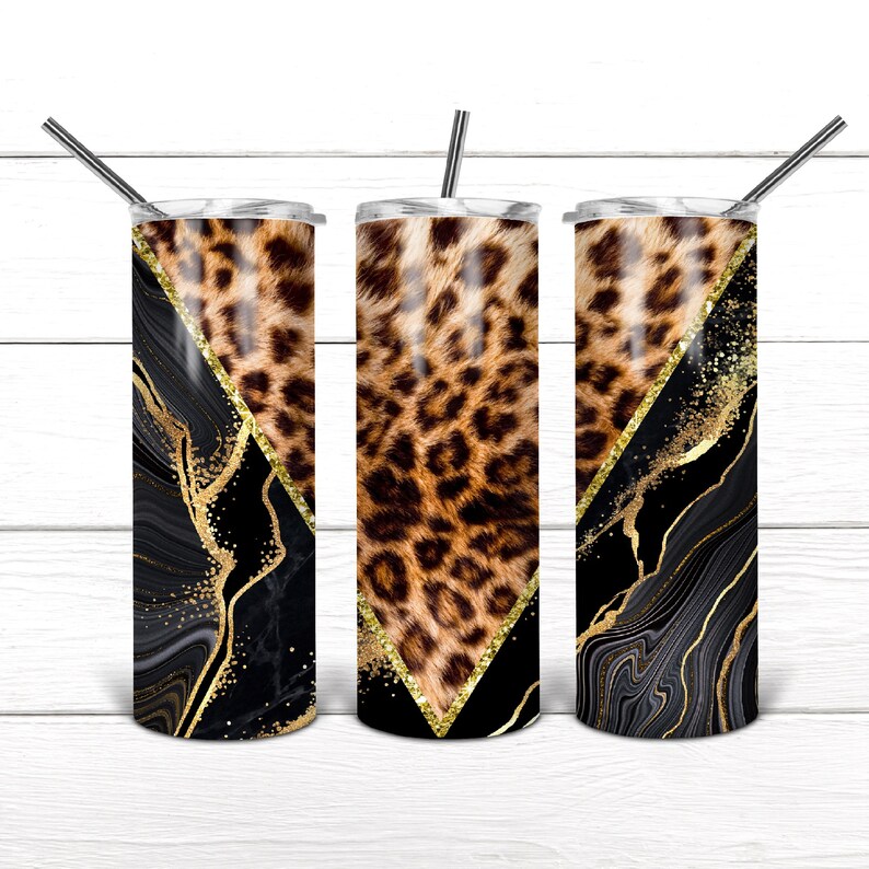 Download 20 Oz skinny tumbler black leopard wrap tapered straight ...