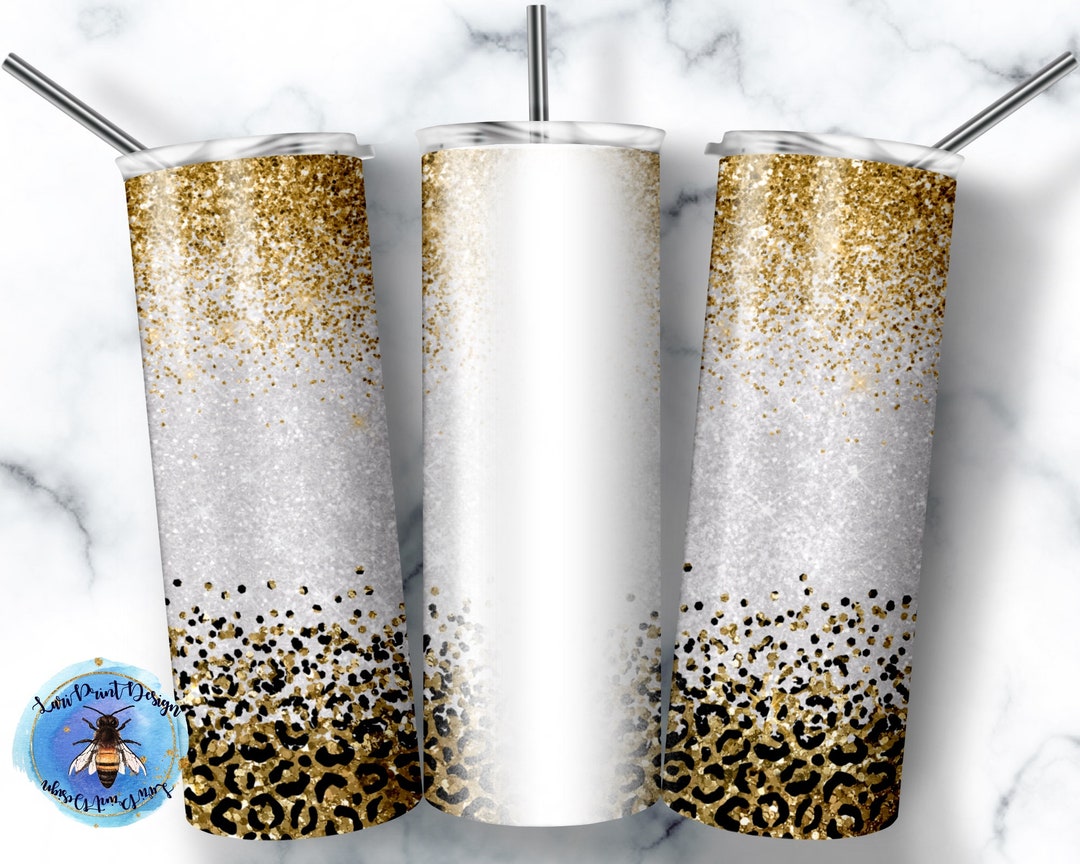 20 Oz Skinny Tumbler Glitter Leopard Wrap Tapered Straight Template ...