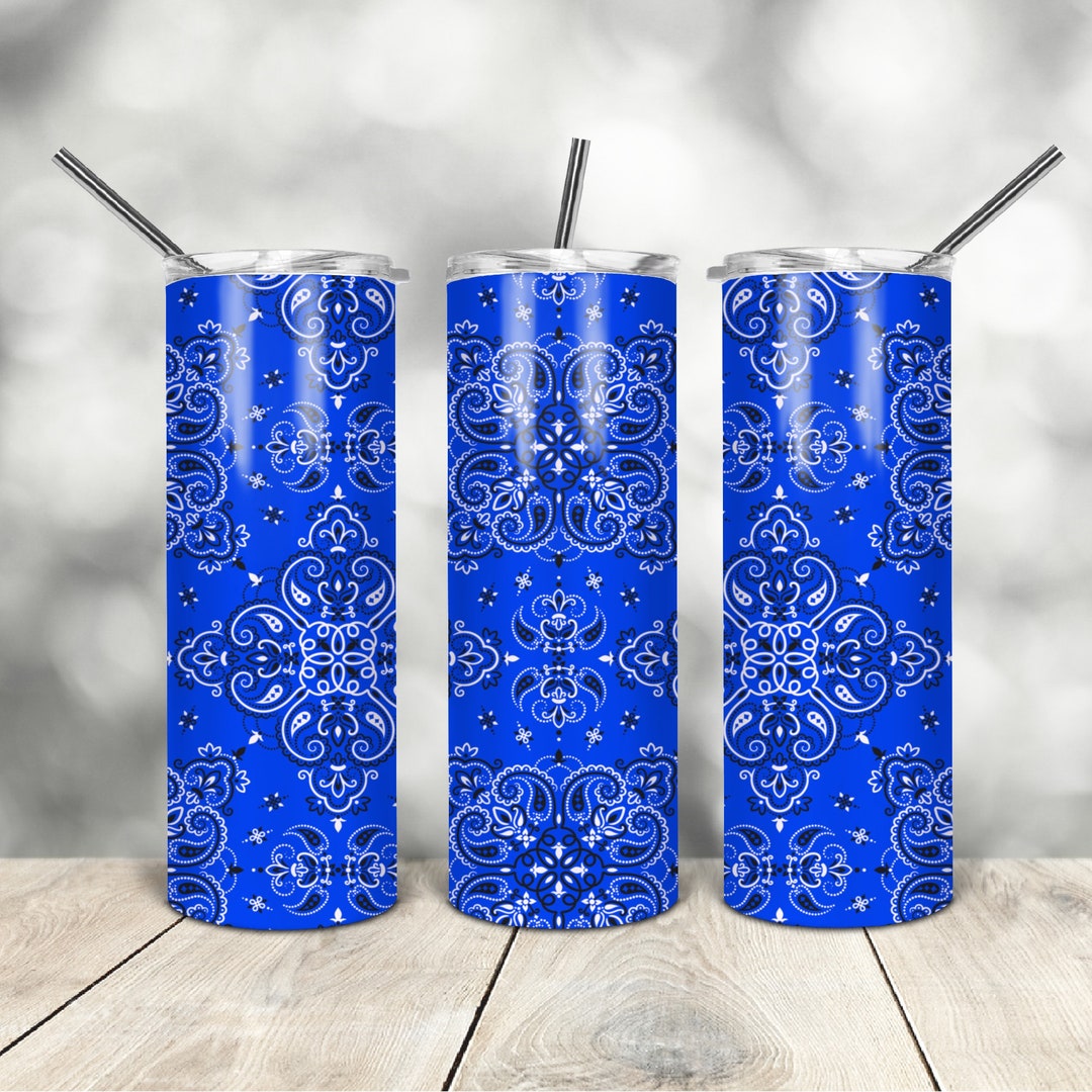 20 Oz Skinny Tumbler Blue Bandana Wrap Tapered Straight Template ...