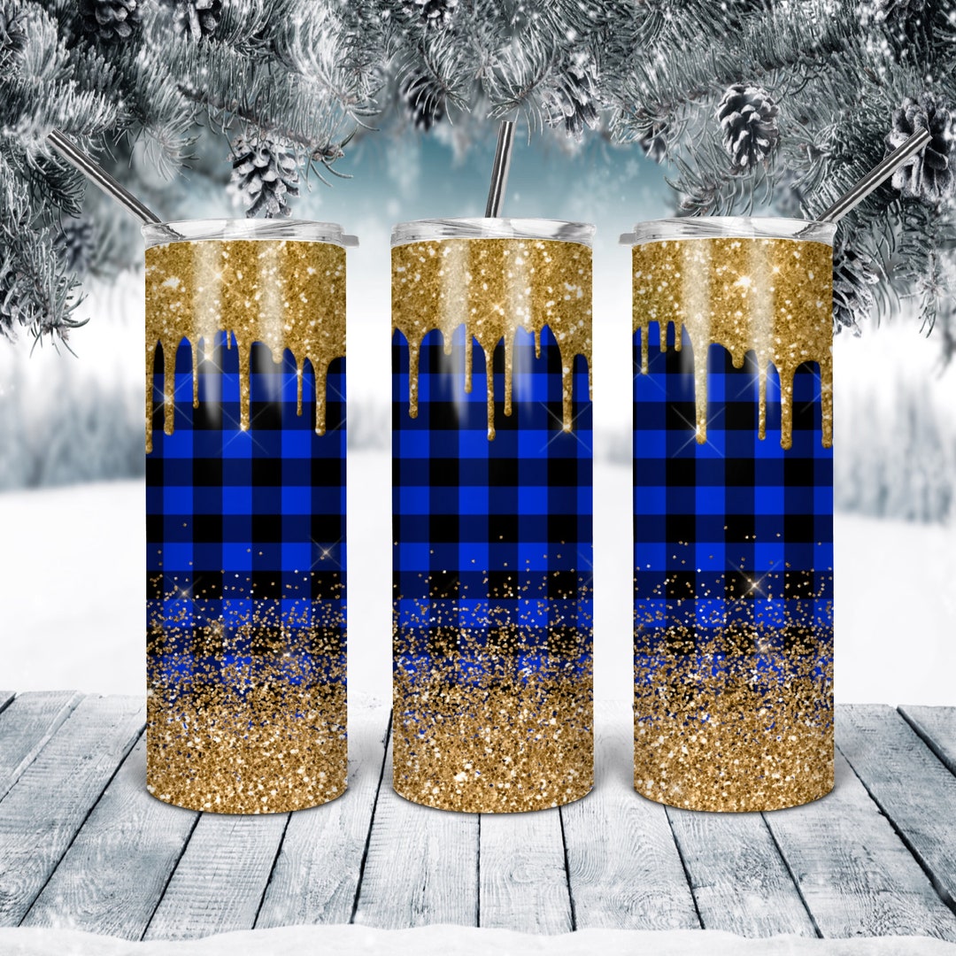 20 Oz Skinny Tumbler Blue Gold Glitter Wrap Tapered Straight Template ...