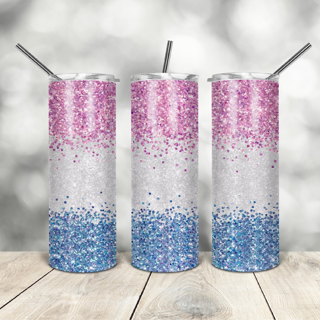 20 Oz Skinny Tumbler Pink Blue Glitter Wrap Tapered Straight Template ...