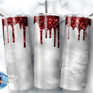 20 Oz skinny tumbler red glitter drip wrap tapered straight template digital download sublimation graphics instant download sublimation png