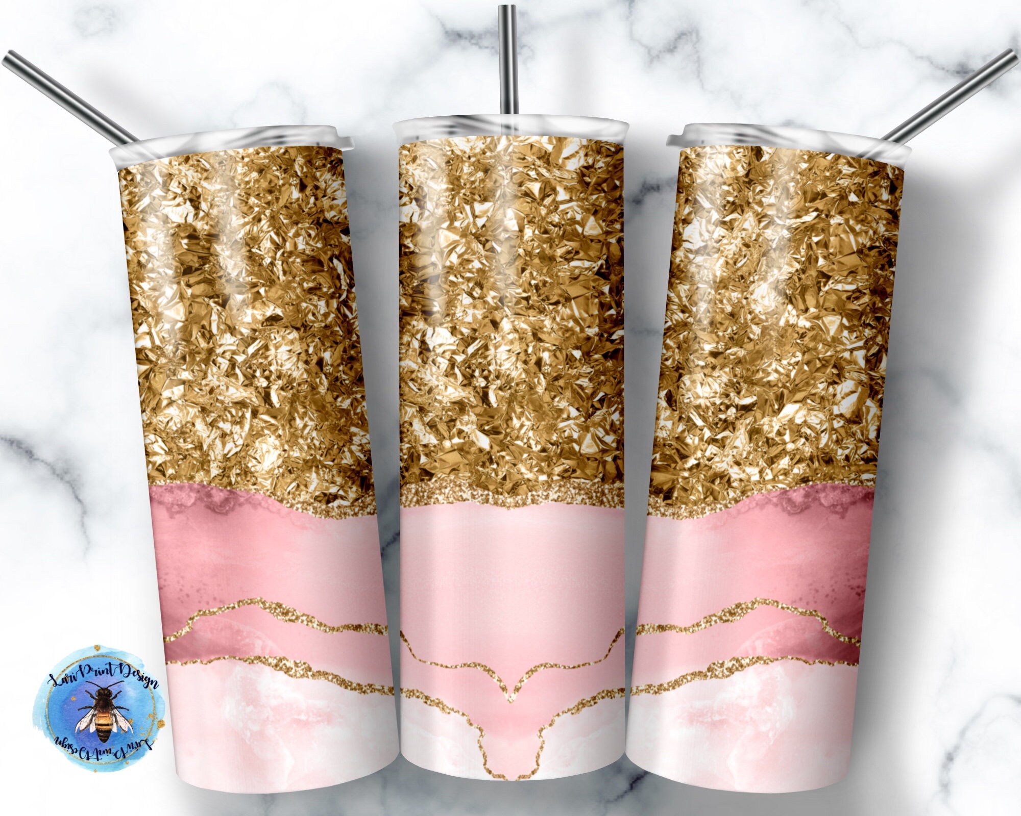 20 Oz Skinny Tumbler Gold Agate Wrap Tapered Straight Template Digital ...