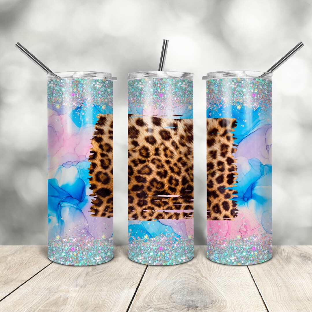 20 Oz Skinny Tumbler Glitter Leopard Wrap Tapered Straight Template ...