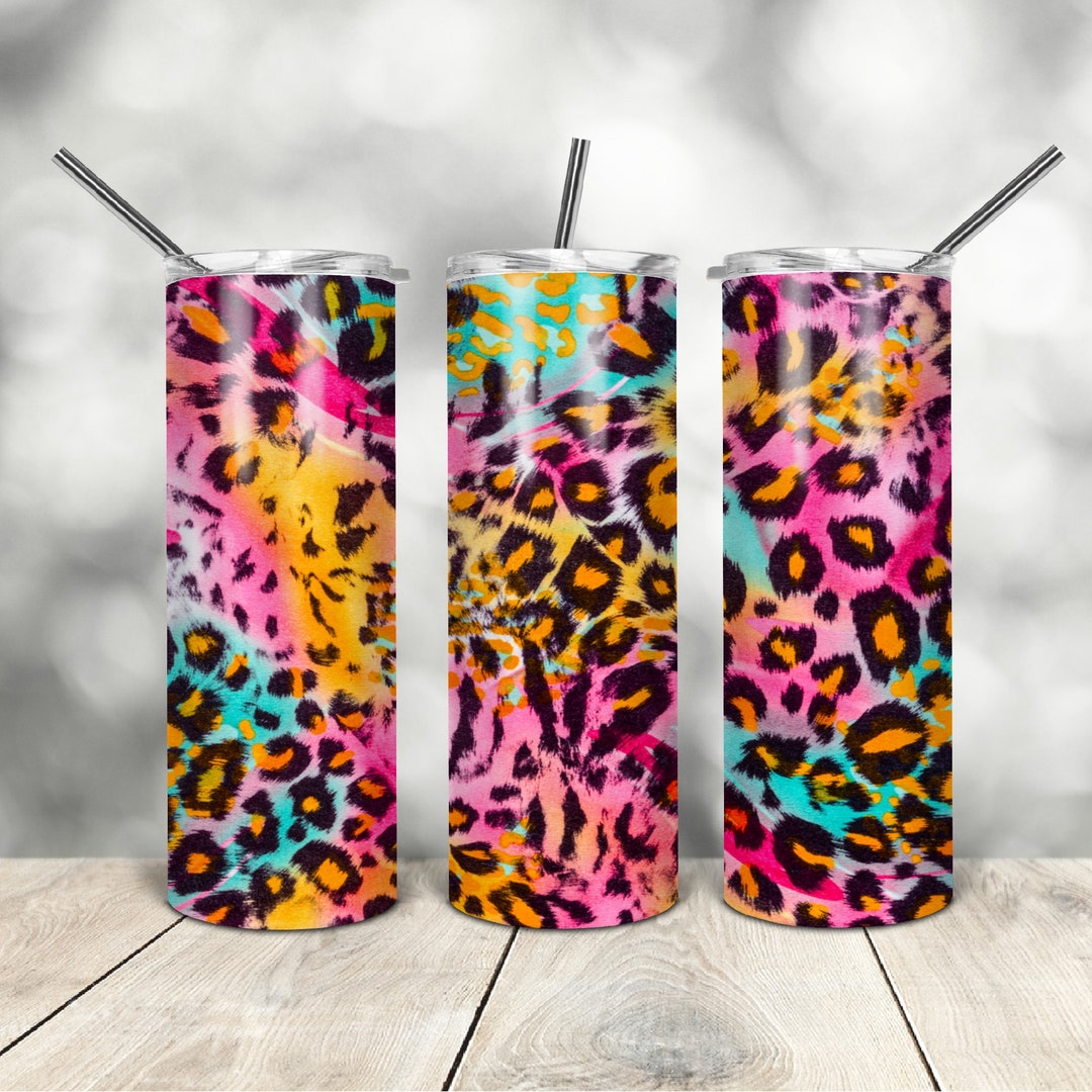 20 Oz Skinny Tumbler Leopard Pink Blue Wrap Tapered Straight Template ...