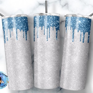 20 Oz skinny tumbler light blue drip wrap tapered straight template digital download sublimation graphics instant download sublimation png