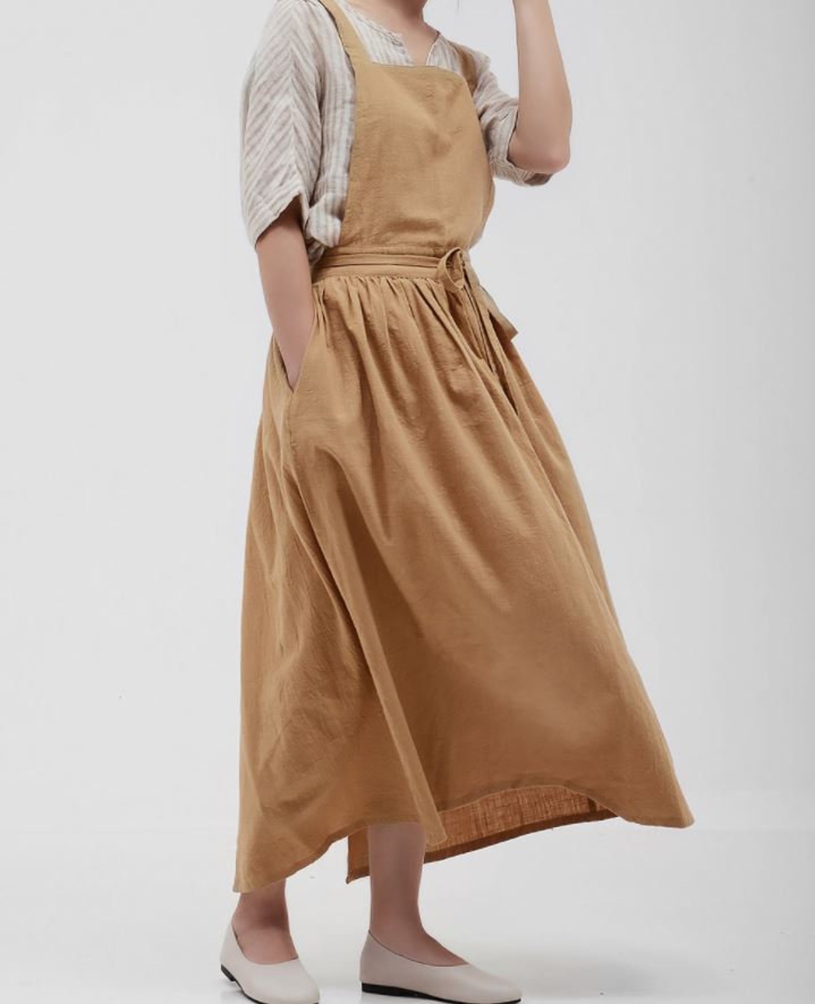 Natural 100 Cotton Apron Dress /Long Kitchen Apron / Full Etsy