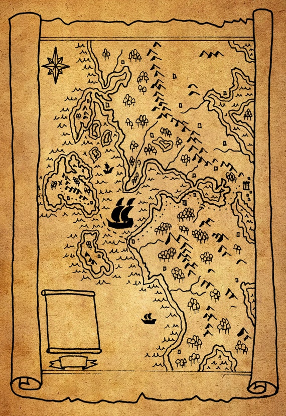 Fantasy World Map On Papyrus Digital Download Printable Etsy